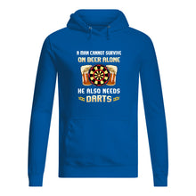 Load image into Gallery viewer, A Man Cannot Survive On Beer Alone He Also Needs Darts Trending Hoodie
