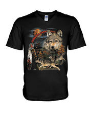 Load image into Gallery viewer, Native Wolf Gift For Wolf Lovers Guys V-Neck
