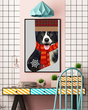 Load image into Gallery viewer, Santa Border Collie In Stock Gift For Dog Lovers Vertical Poster
