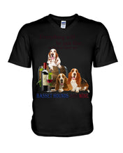 Load image into Gallery viewer, Everything Will Be Just Fine As Long As There Are Basset Hound And Wine Gift For Dog Lovers Guys V-Neck
