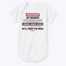 Load image into Gallery viewer, Warning My Grandpa Can Be A Grumpy Old Man Custom Design Baby Onesie
