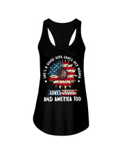 Load image into Gallery viewer, Good Girl Loves Her Mama Loves Jesus and America Too Design Ladies Flowy Tank
