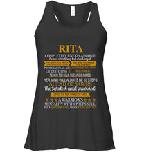 Load image into Gallery viewer, Rita Custom Name Gift A Warrior's Mentality With A Poet's Soul Ladies Flowy Tank
