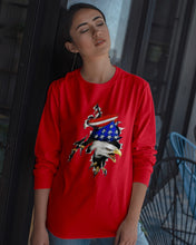 Load image into Gallery viewer, Eagle Giant Scratch USA Flag Gift For Women Unisex Long Sleeve

