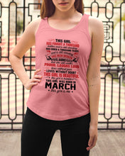 Load image into Gallery viewer, This Girl Has Fought A Thousand This Girl Was Born In March Ladies Flowy Tank
