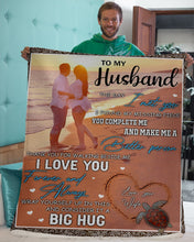 Load image into Gallery viewer, Gift For Husband Sea Turtle On Beach You Make Me A Better Person Sherpa Blanket
