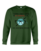 Load image into Gallery viewer, A Woman Can't Survive On Self-quarantine Alone ALso Needs Her Crochet Sweatshirt
