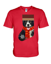 Load image into Gallery viewer, Santa Border Collie In Stock Gift For Dog Lovers Guys V-Neck
