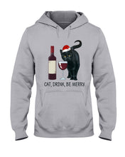 Load image into Gallery viewer, Cat Drink And Be Merry Meaningful Gift For Women Hoodie
