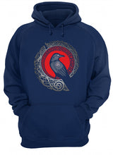 Load image into Gallery viewer, Raven Viking Culture Celtic Design Gray And Red Hoodie
