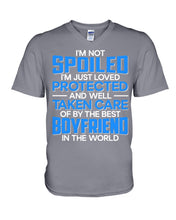 Load image into Gallery viewer, I'm Just Loved Protected And Well Taken Care Of By The Best Boyfriend Guys V-Neck
