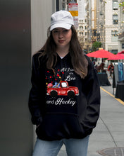 Load image into Gallery viewer, All I Need Are Love And Hockey Gift For Hockey Players Hoodie
