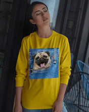Load image into Gallery viewer, baby Pug In Denim Pocket Gift For Dog Lovers Unisex Long Sleeve
