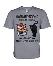 Load image into Gallery viewer, Cats And Books Make Me Happy - Cats And Books Lovers Gifts Guys V-Neck
