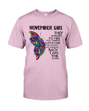 Load image into Gallery viewer, Birthday Gift For November Girl They Whispered To Her You Cannot Withstand The Storm Guys Tee
