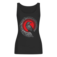 Load image into Gallery viewer, Raven Viking Culture Celtic Design Gray And Red Ladies Flowy Tank
