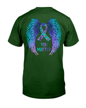 Load image into Gallery viewer, You Matter Ribbon Awareness With Angel Wings Guys Tee
