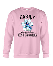 Load image into Gallery viewer, Easily Distracted By Dogs And Dragonflies Gift For Dog Lovers Sweatshirt
