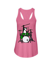 Load image into Gallery viewer, Funny Cat Playing Drums Great Gift For Cat Lovers Ladies Flowy Tank
