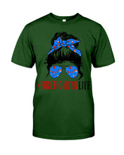 Load image into Gallery viewer, Firefighter Make You Life Safe Lady With Blue Ribbonhead Gift For Women Guys Tee
