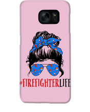 Load image into Gallery viewer, Firefighter Make You Life Safe Lady With Blue Ribbonhead Gift For Women Phone case
