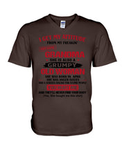 Load image into Gallery viewer, I Get My Attitude From My Freakin' Awesome Grandma Who Was Born In April Guys V-Neck
