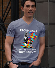 Load image into Gallery viewer, Proud Mama Of The Touchest Boy I Know Autism's Day Gift Guys V-Neck

