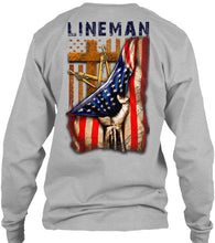 Load image into Gallery viewer, Lineman America Flag Special Custom Design For Personalized Job Gift Unisex Long Sleeve
