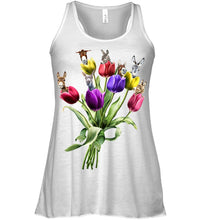 Load image into Gallery viewer, Vintage Funny Donkey With Tulip Trending For Donkey Lovers Ladies Flowy Tank
