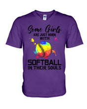 Load image into Gallery viewer, Some Girl Are Just With Softball In Their Souls Gift For Softball Lovers Guys V-Neck
