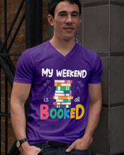Load image into Gallery viewer, Vintage Funny My Weekend Booked Gift For Book Lovers Guys V-Neck
