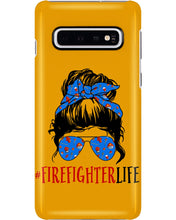 Load image into Gallery viewer, Firefighter Make You Life Safe Lady With Blue Ribbonhead Gift For Women Phone case
