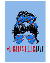 Load image into Gallery viewer, Firefighter Make You Life Safe Lady With Blue Ribbonhead Gift For Women Vertical Poster

