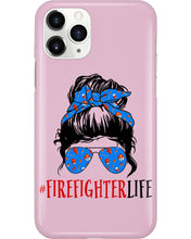 Load image into Gallery viewer, Firefighter Make You Life Safe Lady With Blue Ribbonhead Gift For Women Phone case
