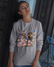 Load image into Gallery viewer, German Wirehaired Pointer With Peonies Gift For Dog Lovers Unisex Long Sleeve
