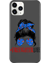 Load image into Gallery viewer, Firefighter Make You Life Safe Lady With Blue Ribbonhead Gift For Women Phone case
