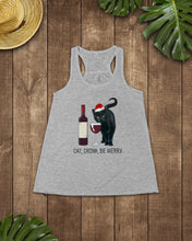Load image into Gallery viewer, Cat Drink And Be Merry Meaningful Gift For Women Ladies Flowy Tank
