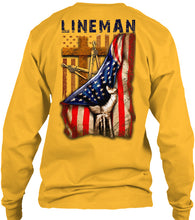 Load image into Gallery viewer, Lineman America Flag Special Custom Design For Personalized Job Gift Unisex Long Sleeve

