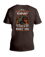 Load image into Gallery viewer, August Grumpy Old Man Will Just Shoot You For Birthday Gift Guys V-Neck
