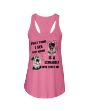 Load image into Gallery viewer, I See Every Morning Is A Schnauzer Who Loves Me Ladies Flowy Tank
