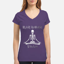 Load image into Gallery viewer, Yoga Iron Skeleton Dark Blue Background Gift For Men Ladies V-Neck

