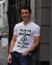 Load image into Gallery viewer, Dad And Son The Legend And The Legacy Gift For Family Guys V-Neck
