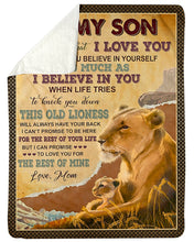 Load image into Gallery viewer, When Life Tries To Knock You Down Lion Mom And Her Child Mama Gift For Son Sherpa Blanket
