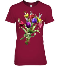 Load image into Gallery viewer, Vintage Funny Donkey With Tulip Trending For Donkey Lovers Ladies Tee

