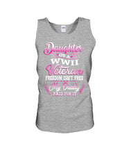Load image into Gallery viewer, Daughter Of A Veteran Freedom Isn't Free Gift For Daughter Unisex Tank Top
