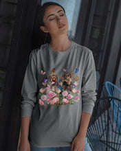 Load image into Gallery viewer, German Wirehaired Pointer With Peonies Gift For Dog Lovers Unisex Long Sleeve
