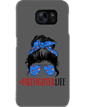 Load image into Gallery viewer, Firefighter Make You Life Safe Lady With Blue Ribbonhead Gift For Women Phone case
