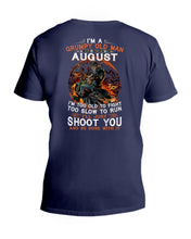 Load image into Gallery viewer, August Grumpy Old Man Will Just Shoot You For Birthday Gift Guys V-Neck
