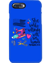 Load image into Gallery viewer, She Works Willingly With Her Hands Gift For Sew Lovers Phone case
