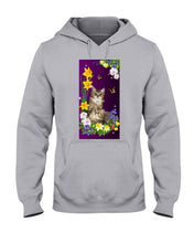 Load image into Gallery viewer, Flowers Under Butterfly Purple With Cat Gift For Cat Lovers Hoodie
